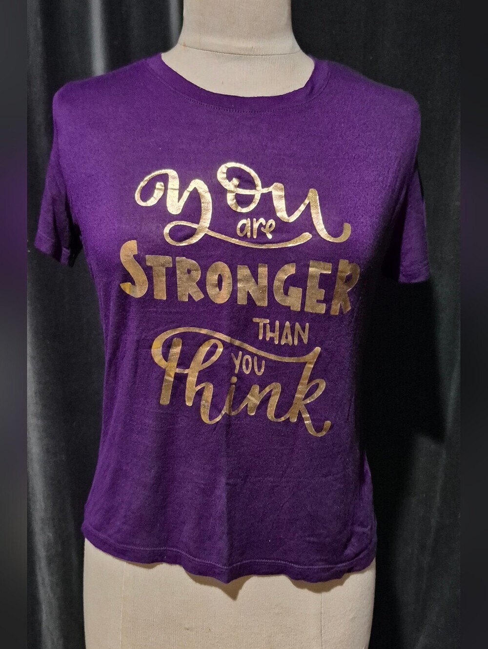 Popular Basics Violet Tee with Metallic Text (Box C)